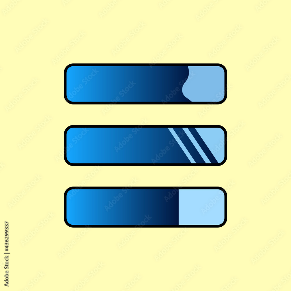 Three level bar with different style. Level bar icon with gradient. Level bar proggress with gradient. Three level bar with different style. Level bar icon with gradient. Level bar proggress with gradient.