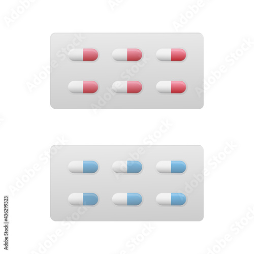Pills tablets concept. Colored flat vector illustration. Isolated on white background.