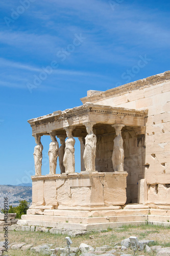 Karyatides statues, Erehtheio, on the Acropolis in Athens, Greece photo