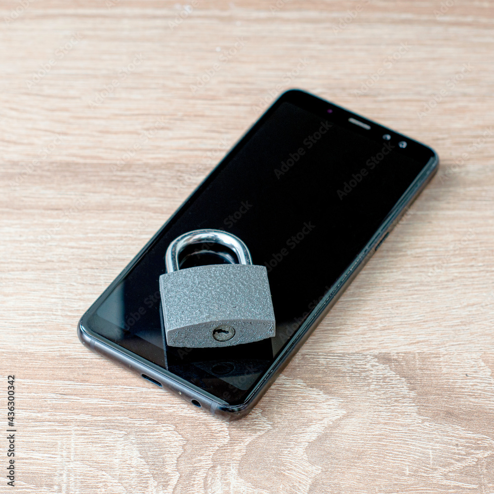 closed padlock on smartphone concept data protection closed padlock on smartphone concept data protection