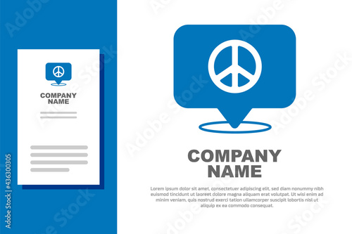 Blue Location peace icon isolated on white background. Hippie symbol of peace. Logo design template element. Vector