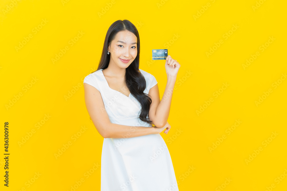 Portrait beautiful young asian woman smile with credit card Portrait beautiful young asian woman smile with credit card