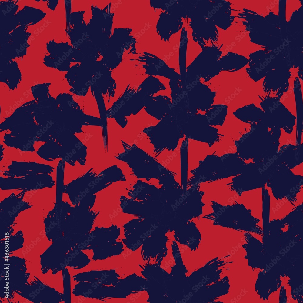 Red Floral Brush strokes Seamless Pattern Background Red Floral Brush strokes Seamless Pattern Background