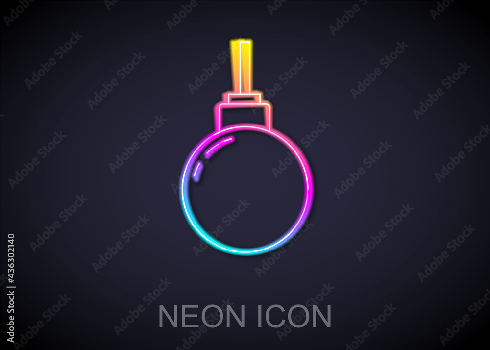 Glowing neon line Lamp hanging icon isolated on black background. Ceiling lamp light bulb. Vector Glowing neon line Lamp hanging icon isolated on black background. Ceiling lamp light bulb. Vector