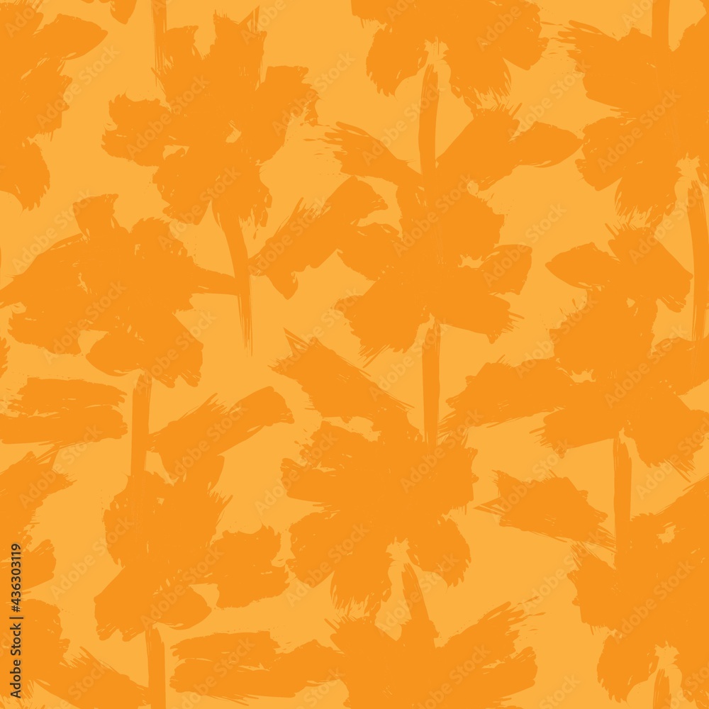 Orange Floral Brush strokes Seamless Pattern Background Orange Floral Brush strokes Seamless Pattern Background