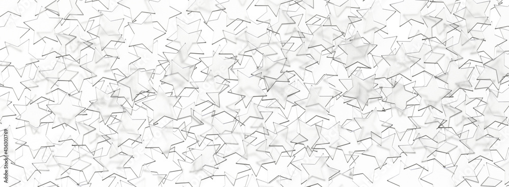 Glass Stars pattern isolated on white background. 3D rendering. Glass Stars pattern isolated on white background. 3D rendering.