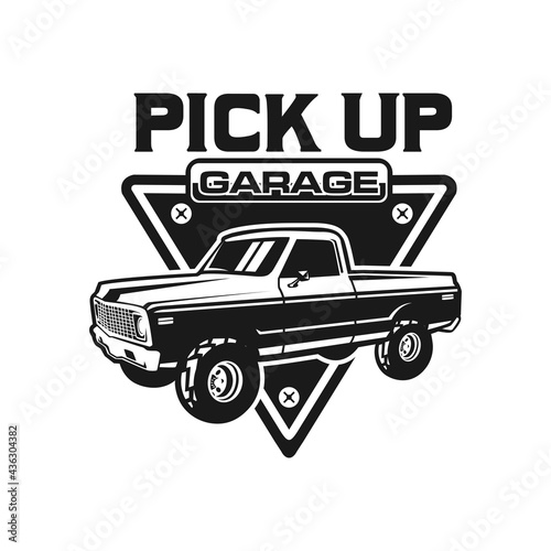 Pick up truck, truck badge logo template