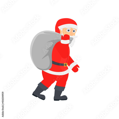 Santa Claus. Santa Claus with a bag of gifts, vector illustration