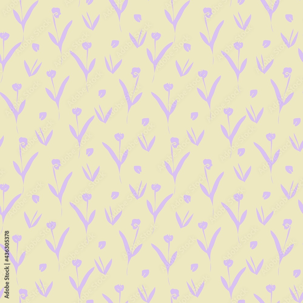 Pastel Floral Brush strokes Seamless Pattern Background