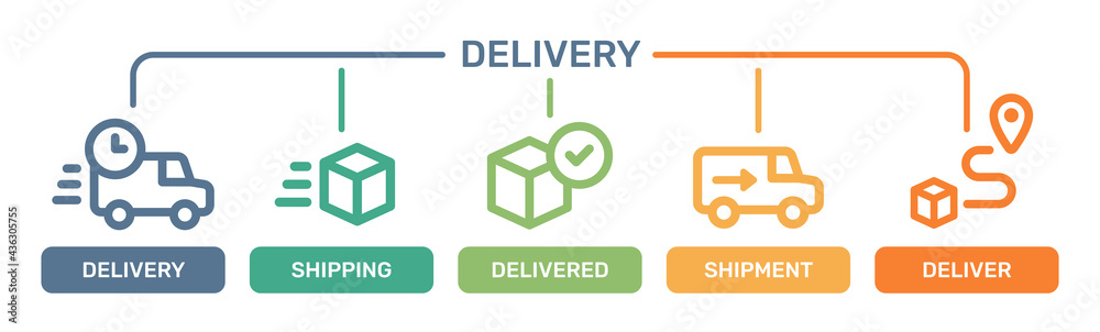 Box delivery icons isolated on white background. Fast shipping collection Box delivery icons isolated on white background. Fast shipping collection