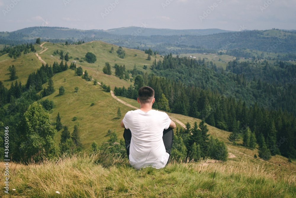 person in the mountains