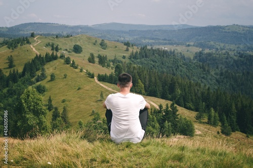 person in the mountains