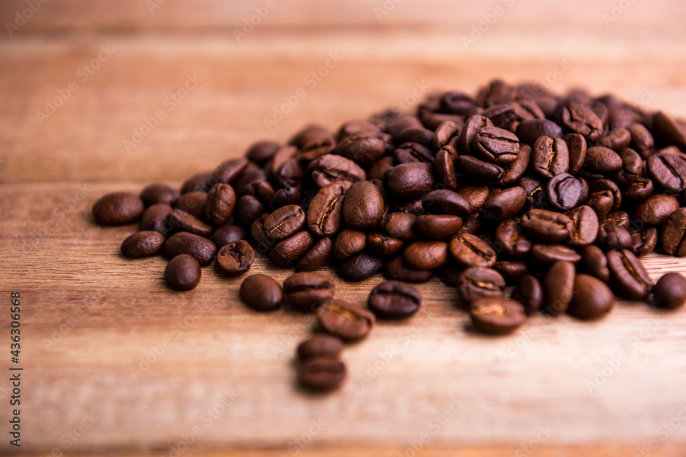 Closeup on coffee bean. Fresh roasted coffee beans Closeup on coffee bean. Fresh roasted coffee beans