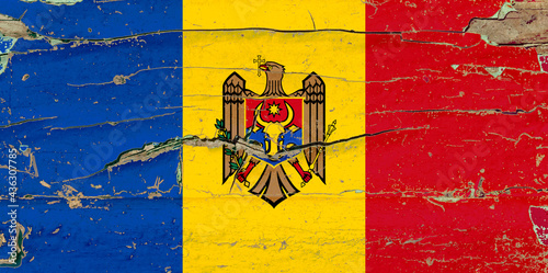 3D Flag of Moldova on wood
