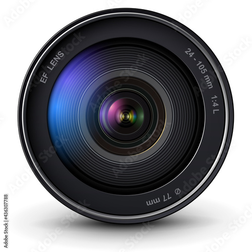 Camera photo lens 3D icon, realistic technology symbol design.