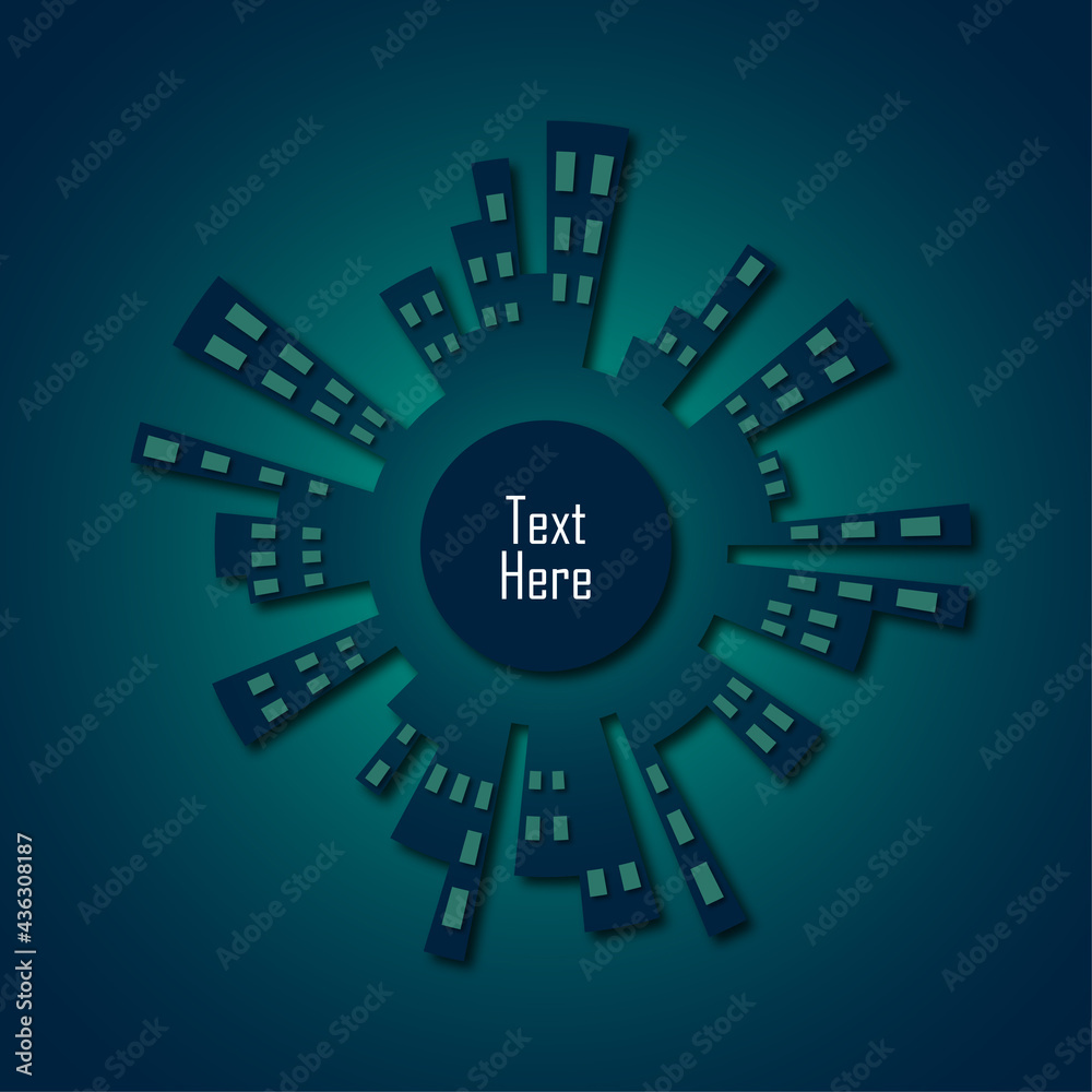 Circular City Skyline Background Green-Blue Circular City Skyline Background Green-Blue