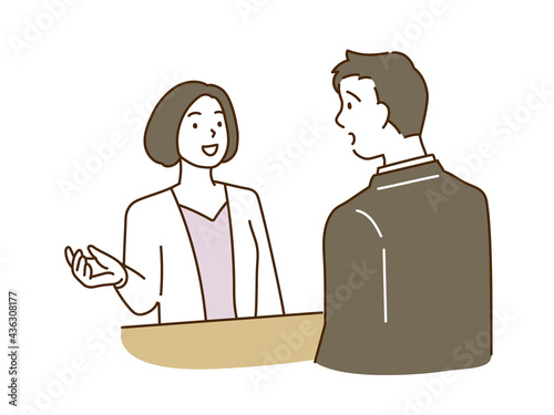 女性上司に仕事の相談をする男性部下