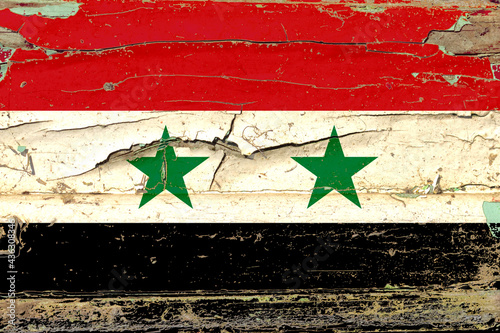 3D Flag of Syria on wood