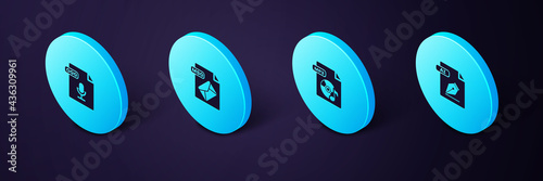 Set Isometric AI file document, MP3, MSG and OGG icon. Vector