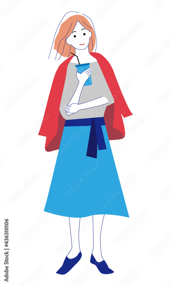 飲み物を持つ女性のイラスト素材 飲み物を持つ女性のイラスト素材