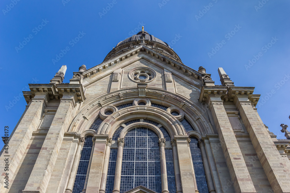Facade of the Christuskirche in historic city Mainz, Germany