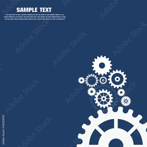 Abstract techno gear background with geometric colorful gear wheels. Space for gear text. Vector gears modern mechanism industrial concept. Technology gears background. Gears Vector illustration 