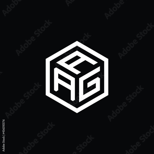 AGA letter logo design. AGA letter in polygon shape. AAG Creative three letter logo. AAG Logo with three letters. AAG polygon logo. AAG letter vector design logo. photo