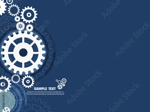Abstract techno gear background with geometric colorful gear wheels. Space for gear text. Vector gears modern mechanism industrial concept. Technology gears background. Gears Vector illustration 