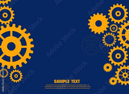 Abstract techno gear background with geometric colorful gear wheels. Space for gear text. Vector gears modern mechanism industrial concept. Technology gears background. Gears Vector illustration 