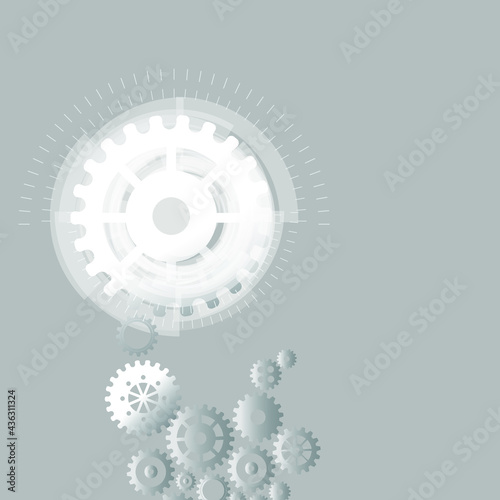 Abstract techno gear background with geometric colorful gear wheels. Space for gear text. Vector gears modern mechanism industrial concept. Technology gears background. Gears Vector illustration 