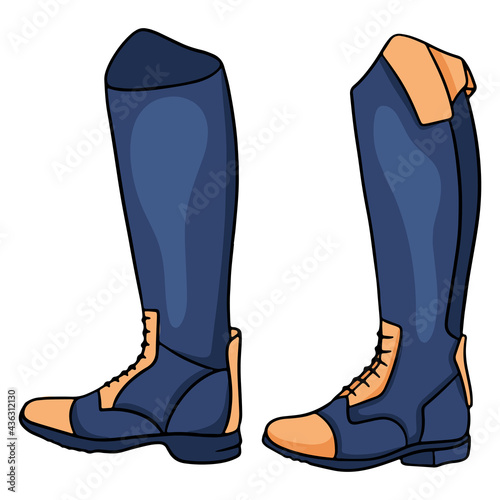 Outfit rider clothes for jockey boots illustration in cartoon style