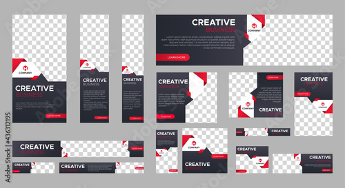 Abstract banner design web template Set, Horizontal header web banner. Modern Gradient red cover header background for website design, Social Media Cover ads banner, flyer, invitation card