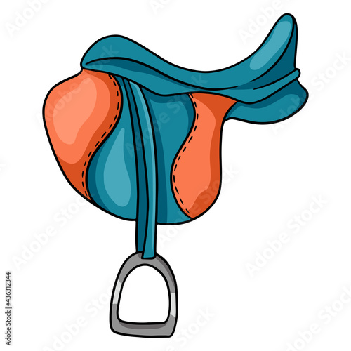 Horse harness horse saddle vector illustration in cartoon style