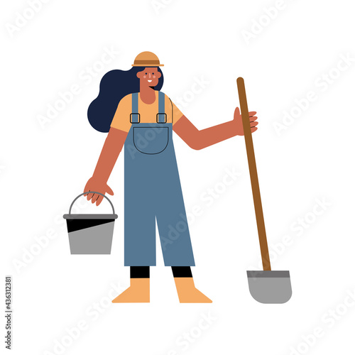 female gardener with shovel