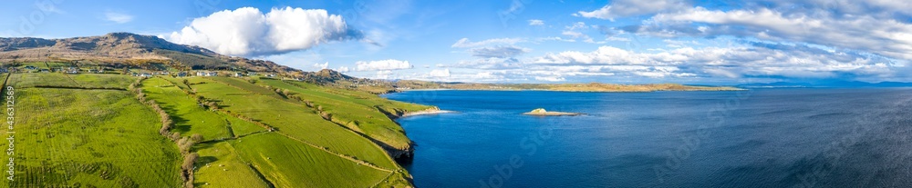 Aerial view of the beautiful Donegal coast by Largy at the secret waterfall - Ireland