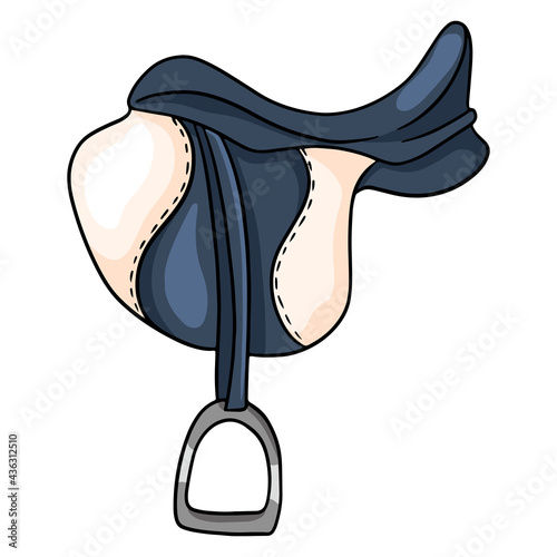 Horse harness horse saddle vector illustration in cartoon style