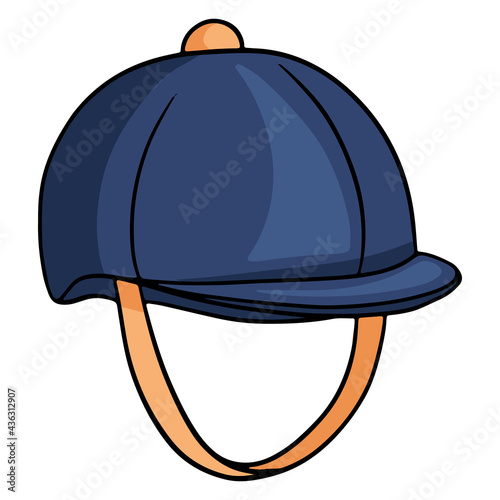 Outfit rider head protection jaquettes helmet illustration in cartoon style.