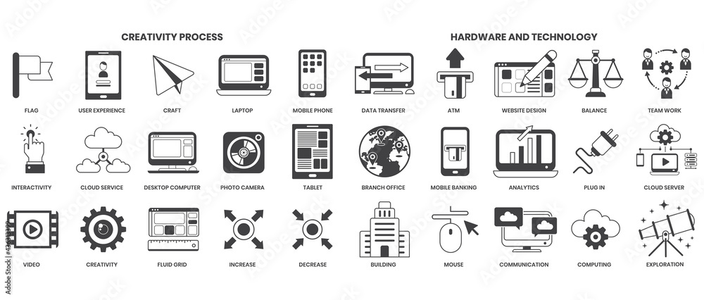 Creativity icons set for business Creativity icons set for business