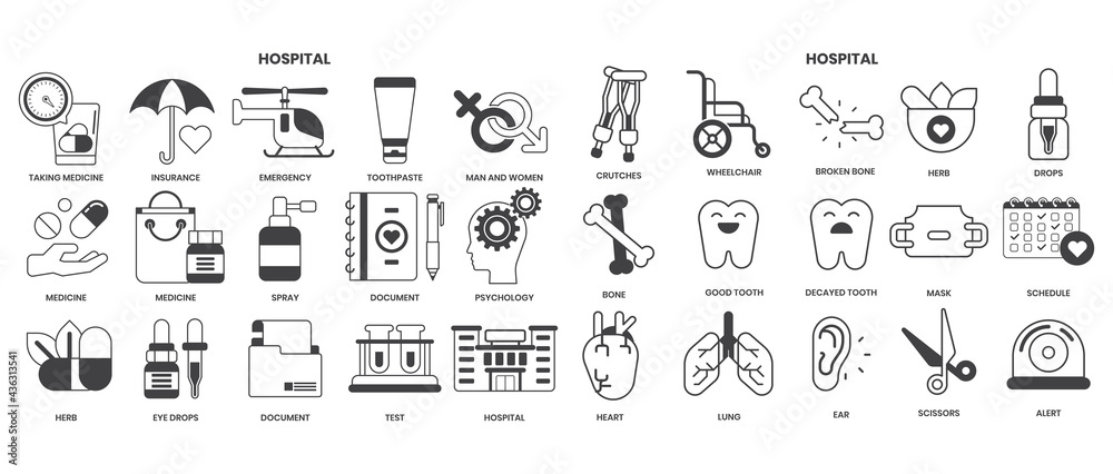 Hospital icons set for business Hospital icons set for business