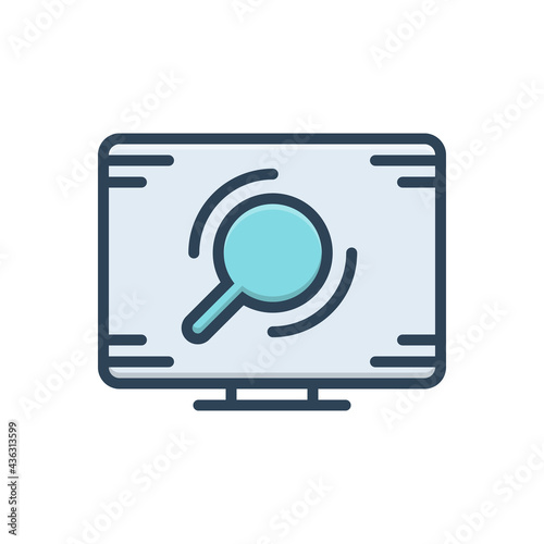 Color illustration icon for search process