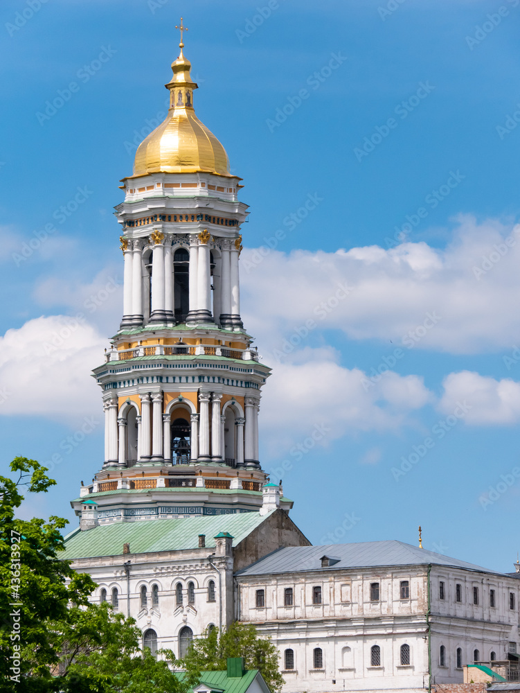 Kiev Pechersk Lavra, details of the exterior of internal buildings and cathedrals and the park.