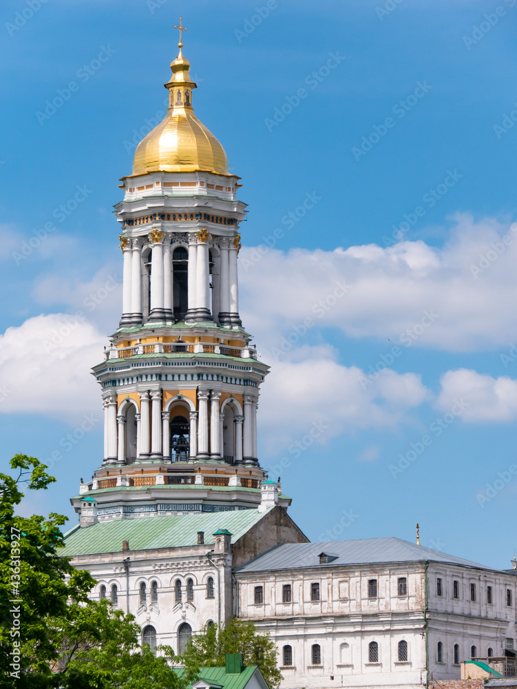 Fototapeta premium Kiev Pechersk Lavra, details of the exterior of internal buildings and cathedrals and the park.
