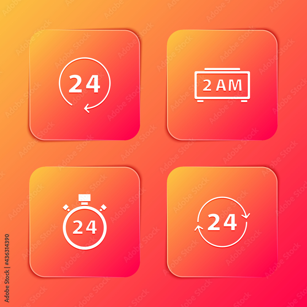 Set Clock 24 hours, Digital alarm clock, Stopwatch and icon. Vector Set Clock 24 hours, Digital alarm clock, Stopwatch and icon. Vector