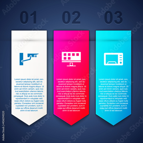 Set Security camera, Smart Tv and Microwave oven. Business infographic template. Vector