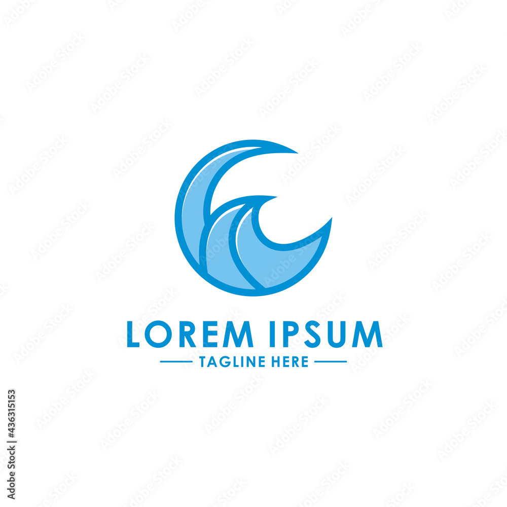 Blue wave vector logo design template Blue wave vector logo design template