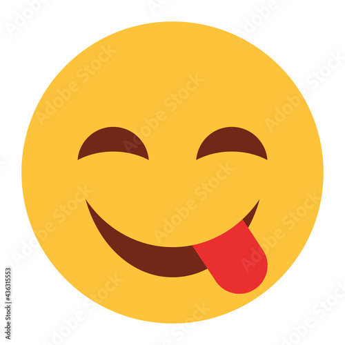 Flat color style emoji smile.