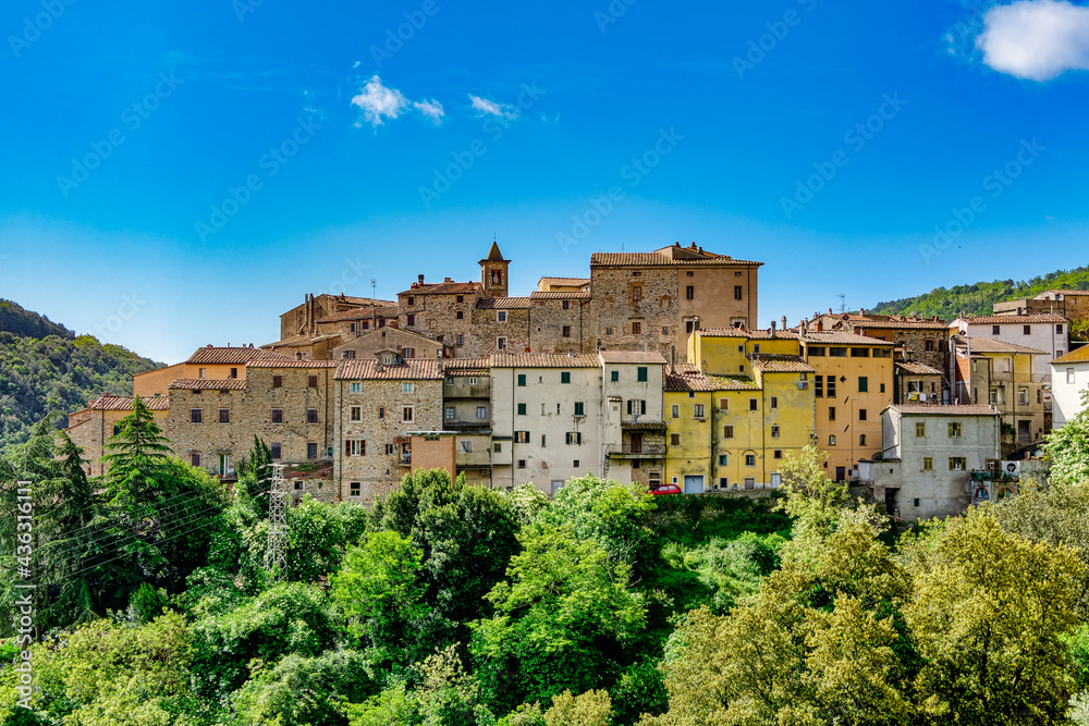 Panorama of the town of SassettaTuscany Italy
