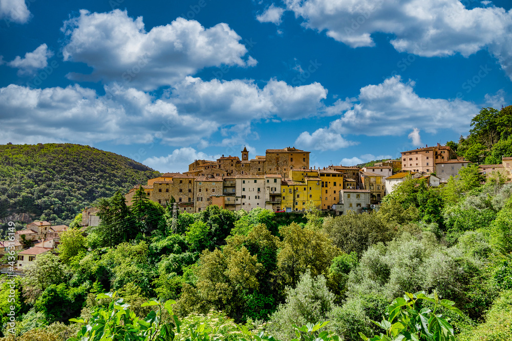 Panorama of the town of SassettaTuscany Italy