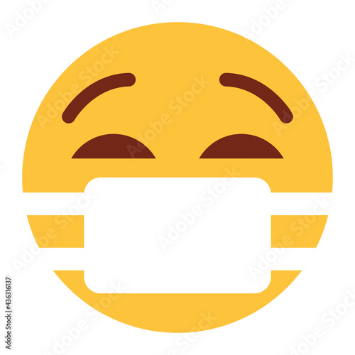 Flat color style emoji mask.