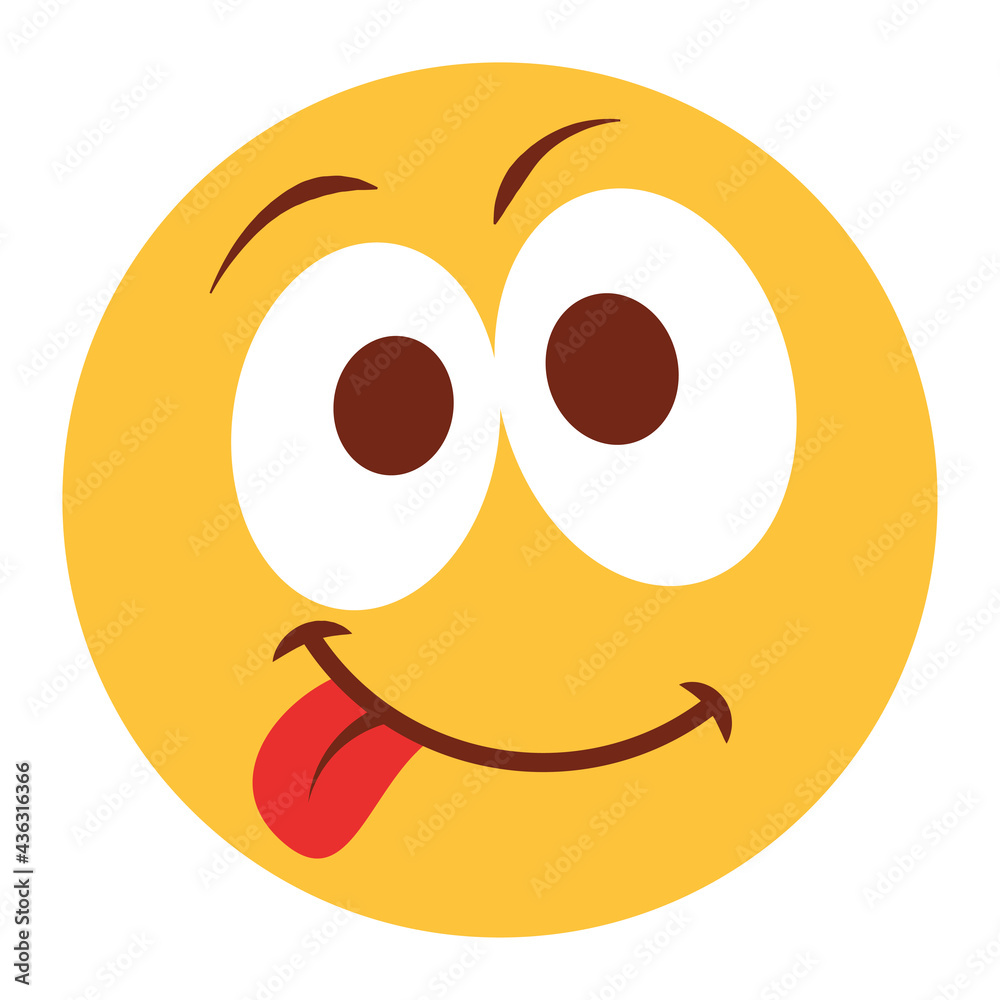 Flat color style emoji tongue smile. Flat color style emoji tongue smile.
